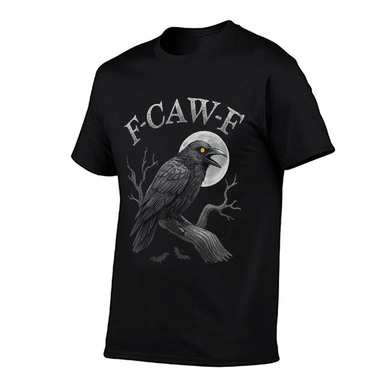 Black Crow F-Caw-F Black Raven Bird Gothic Humor Meme Funny  Summer-ready Fabric T-Shirt