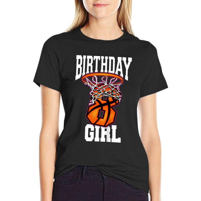 Kids 8th Birthday  Basketball For Girl  8 Years Old  Relaxed-fit T-Shirt