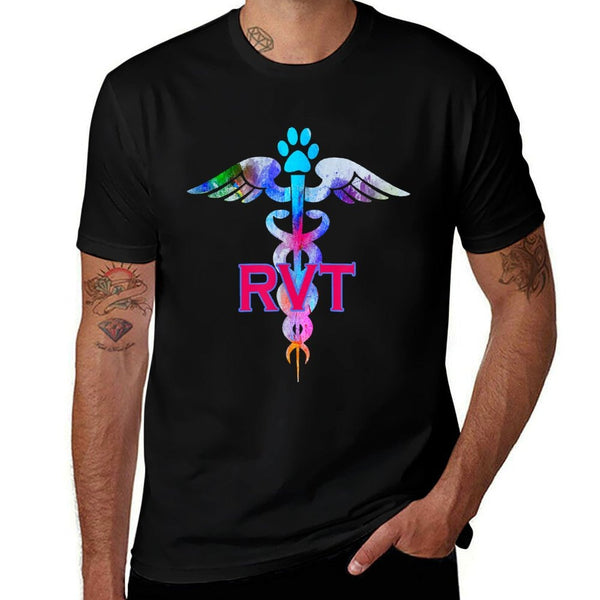 RVT Registered Veterinary Technician Paw Print Caduceus  Eco-friendly Material T-Shirt