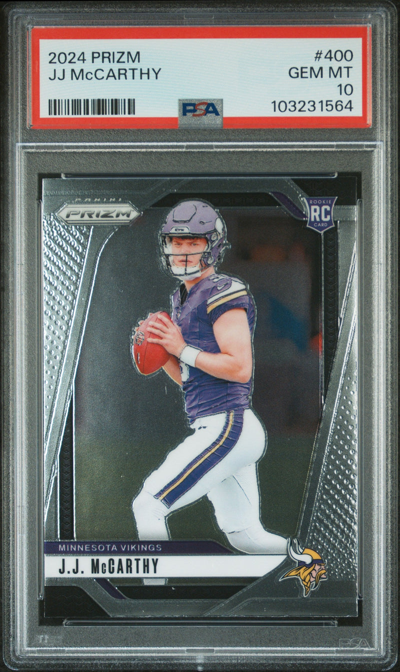 Graded 2024 Panini Prizm JJ McCarthy #400 Rookie RC Football Card PSA 10 Gem Mint