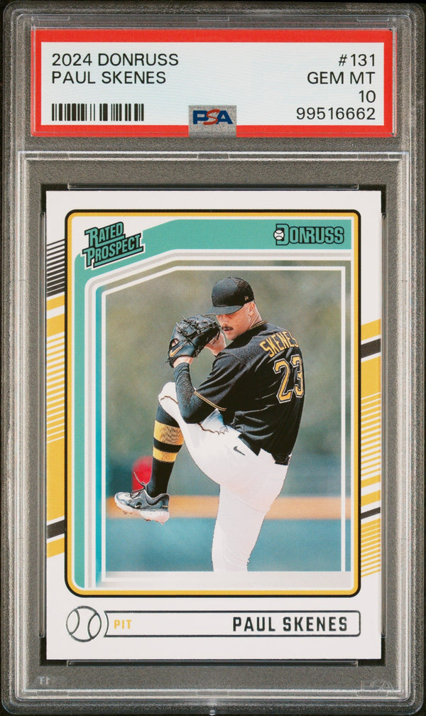 Graded 2024 Panini Donruss Paul Skenes #131 Rookie RC Baseball Card PSA 10 Gem Mint