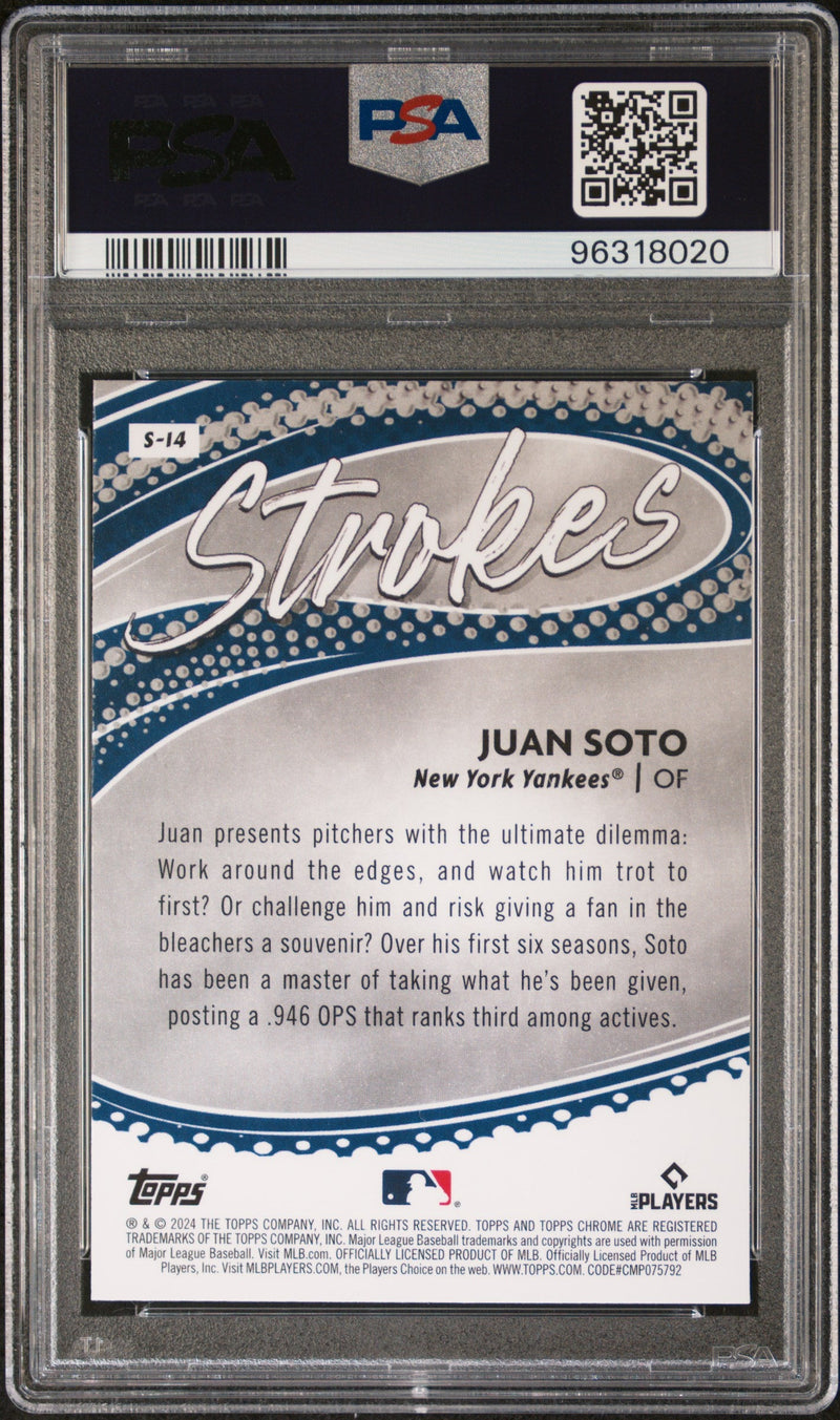 Graded 2024 Topps Chrome Juan Soto #S14 Strokes Baseball Card PSA 10 Gem Mint