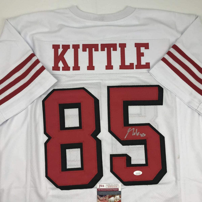 Autographed/Signed George Kittle San Francisco White Football Jersey JSA COA