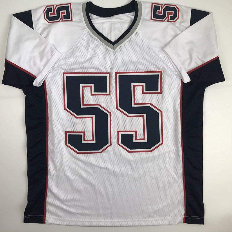 Autographed/Signed Willie McGinest New England White Football Jersey JSA COA