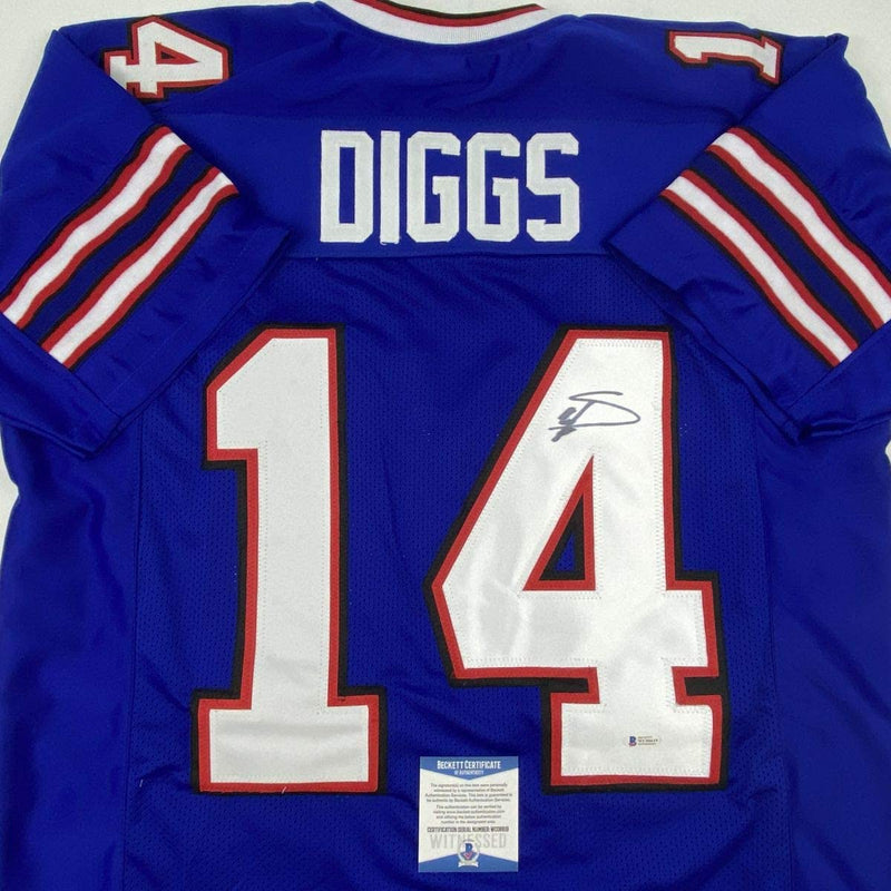 Autographed/Signed Stefon Diggs Buffalo Blue Football Jersey Beckett BAS COA