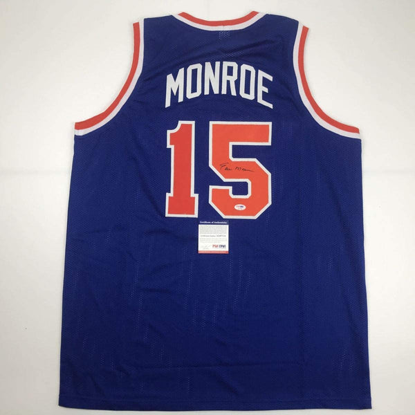 Autographed/Signed Earl Monroe New York Blue Basketball Jersey PSA/DNA COA