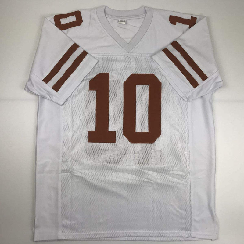 Autographed/Signed Vince Young Texas White College Football Jersey GTSM COA Holo Only