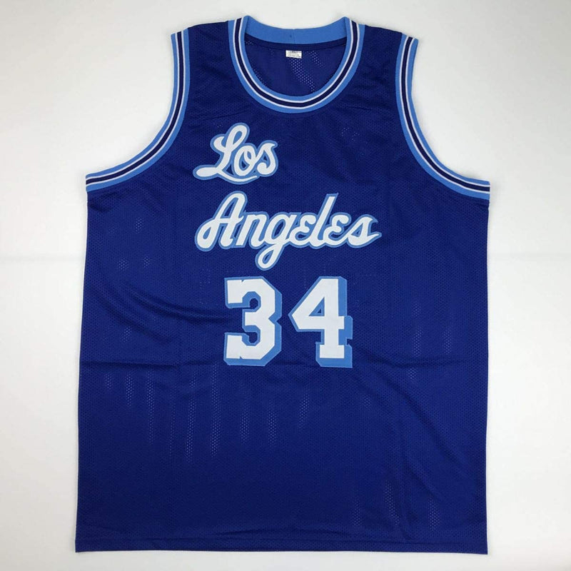 Autographed/Signed Shaquille Shaq O'Neal Los Angeles LA Retro Blue Basketball Jersey JSA COA