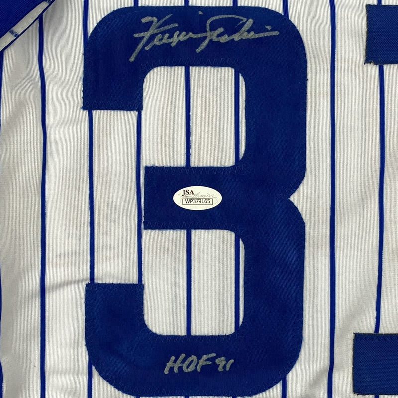 Autographed/Signed Ferguson Fergie Jenkins HOF 91 Chicago Pinstripe Baseball Jersey JSA COA