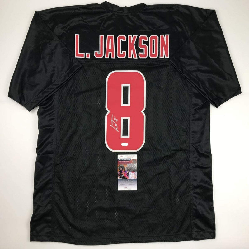 Autographed/Signed Lamar Jackson Louisville Black College Football Jersey JSA COA