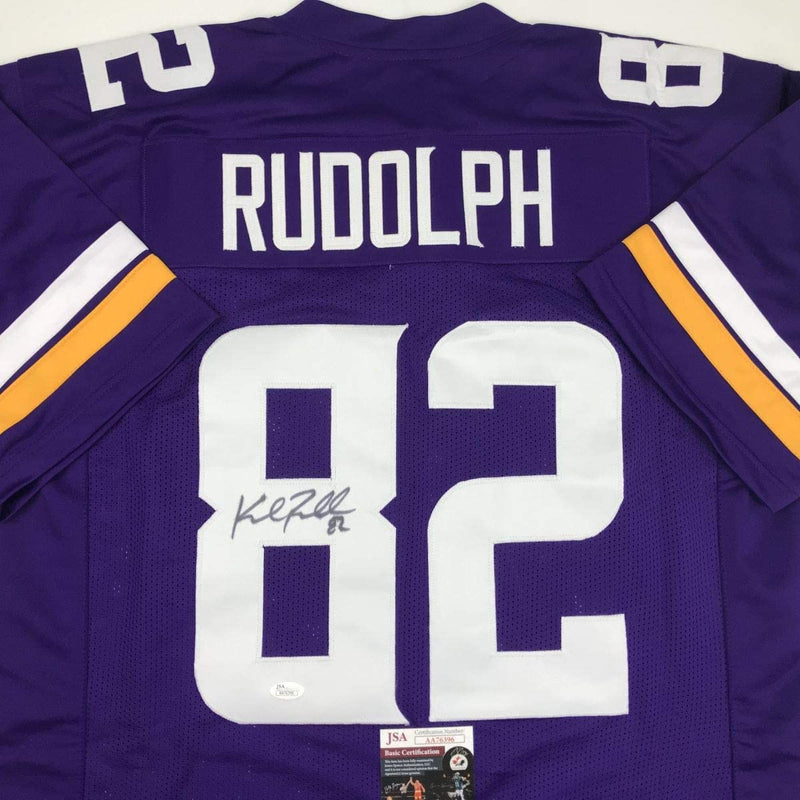 Autographed/Signed Kyle Rudolph Minnesota Purple Football Jersey JSA COA