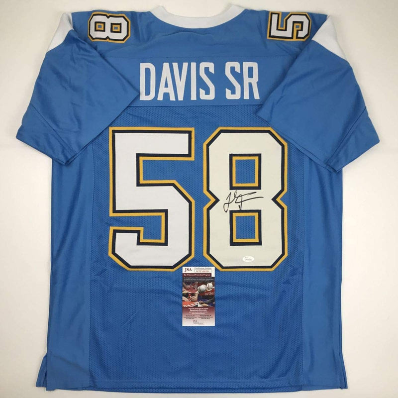 Autographed/Signed Thomas Davis Sr. Los Angeles LA Powder Blue Football Jersey JSA COA