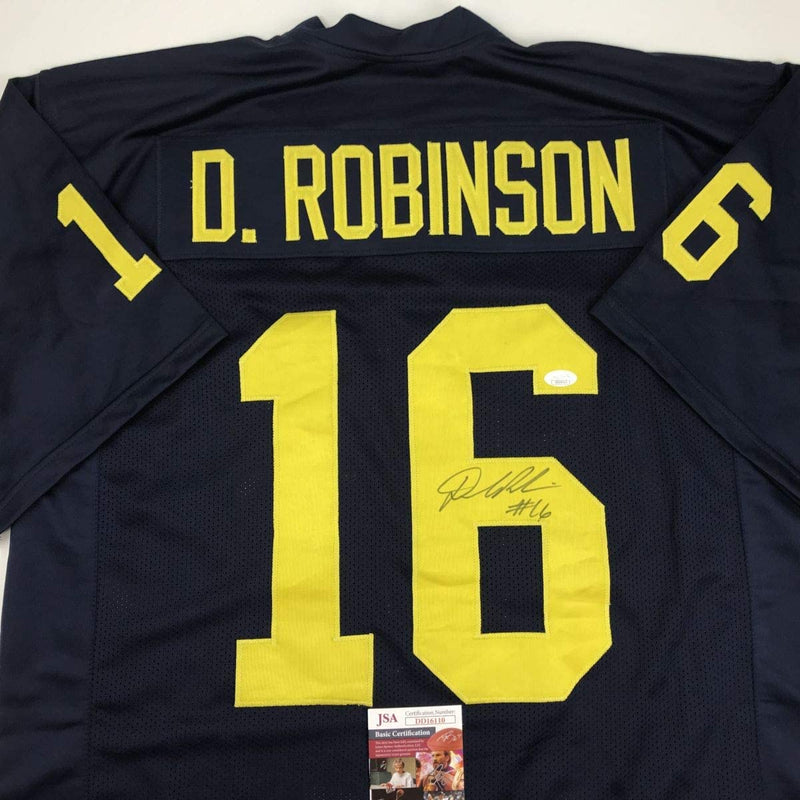 Autographed/Signed Denard Robinson Michigan Blue College Football Jersey JSA COA