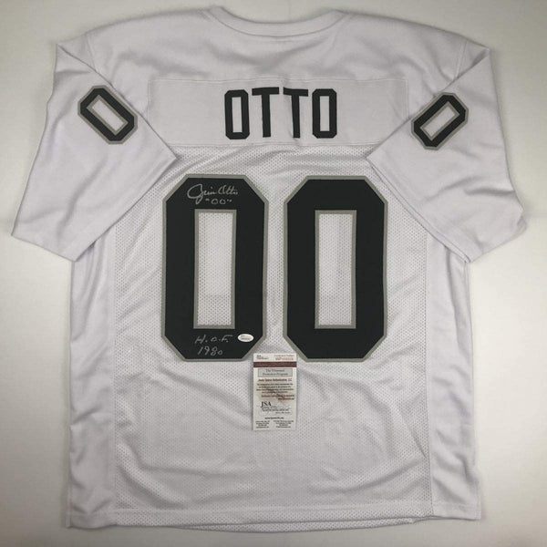Autographed/Signed Jim Otto HOF 80 Oakland White Football Jersey JSA COA