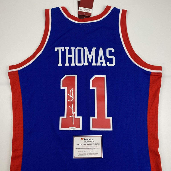 Autographed/Signed Isiah Thomas Detroit Blue Authentic Swingman Mitchell & Ness Basketball Jersey Fanatics COA