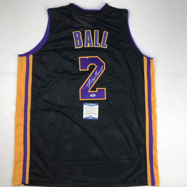 Autographed/Signed Lonzo Ball Los Angeles LA Black Basketball Jersey Beckett BAS COA
