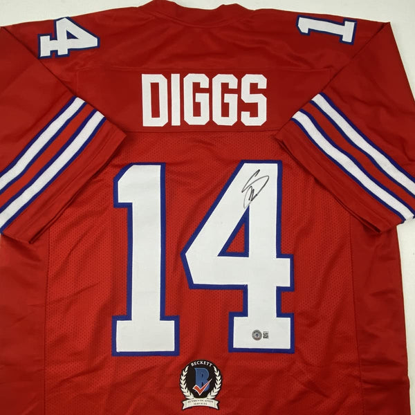 Autographed/Signed Stefon Diggs Buffalo Red Football Jersey Beckett BAS COA