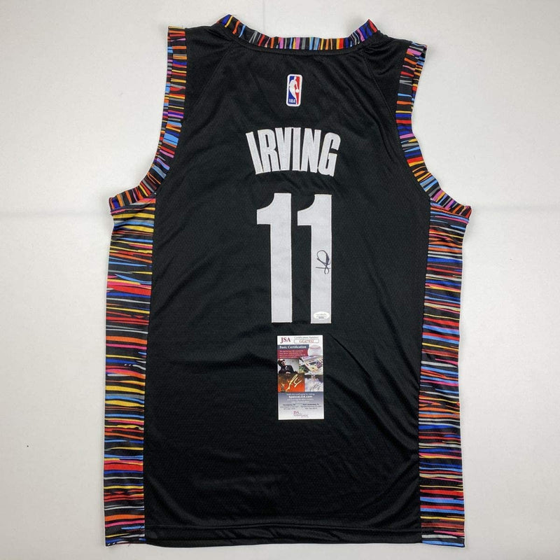 Autographed/Signed Kyrie Irving Brooklyn Black City Basketball Jersey JSA COA