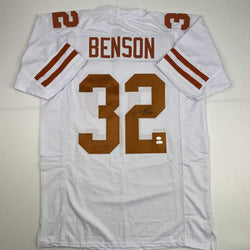 Autographed/Signed Cedric Benson Texas White College Football Jersey JSA COA