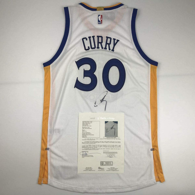 Autographed/Signed Stephen Steph Curry Golden State White Basketball Jersey JSA COA/LOA