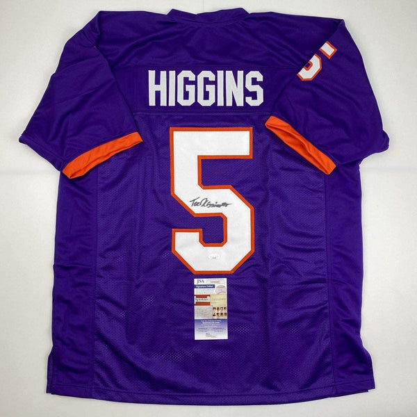 Autographed/Signed Tee Higgins Clemson Purple College Football Jersey JSA COA