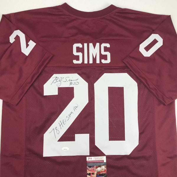 Autographed/Signed Billy Sims 78 Heisman Oklahoma Maroon College Football Jersey JSA COA