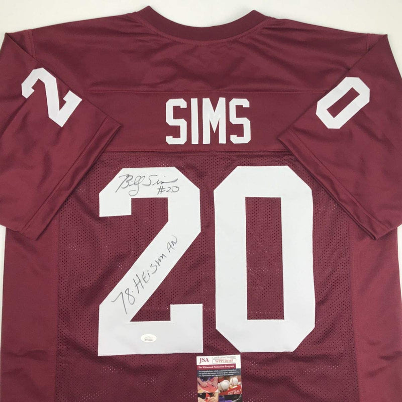 Autographed/Signed Billy Sims 78 Heisman Oklahoma Maroon College Football Jersey JSA COA
