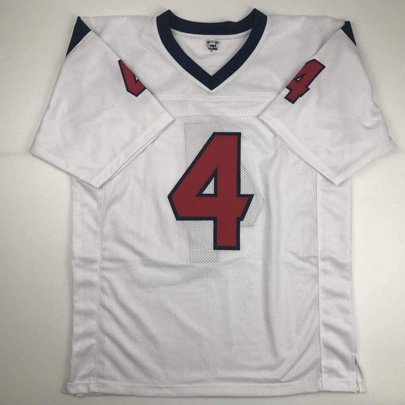 Autographed/Signed Deshaun Watson Houston White Football Jersey JSA COA