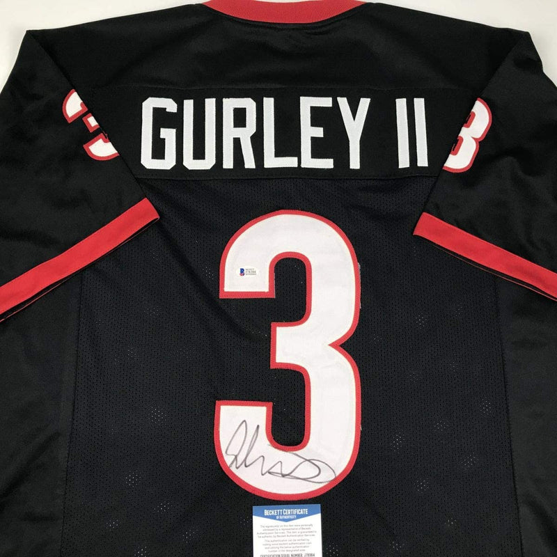Autographed/Signed Todd Gurley Georgia Black College Football Jersey Beckett BAS COA
