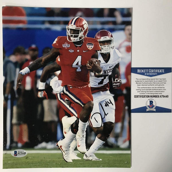 Autographed/Signed Deshaun Watson Clemson Tigers 8x10 College Football Photo Beckett BAS COA #2