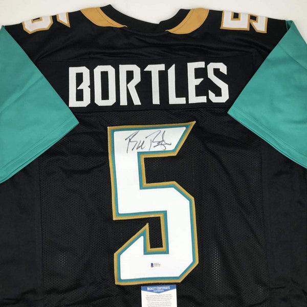 Autographed/Signed Blake Bortles Jacksonville Black Football Jersey Beckett BAS COA
