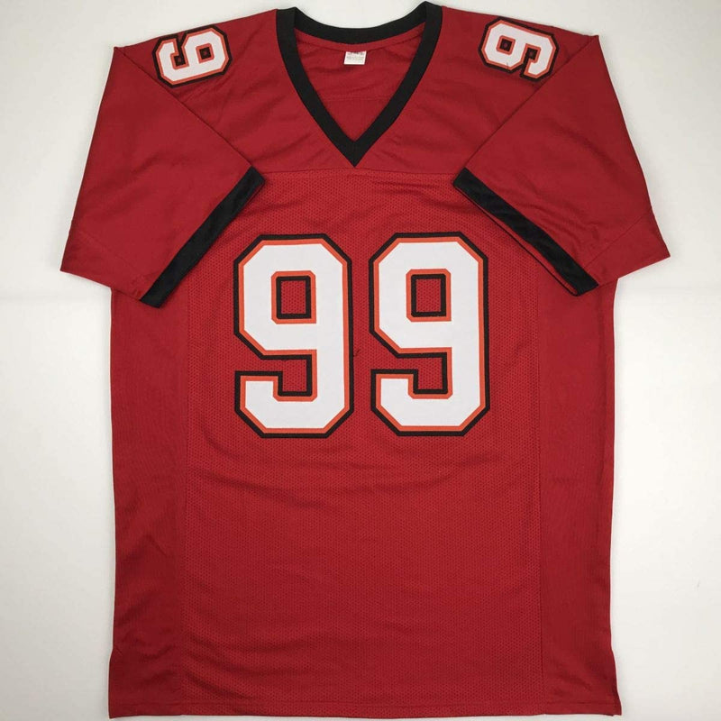 Autographed/Signed Warren Sapp Tampa Bay Red Football Jersey JSA COA