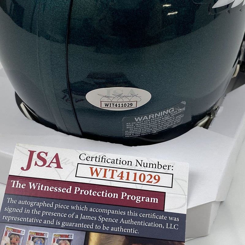 Autographed/Signed Donovan McNabb Philadelphia Eagles Mini Football Helmet JSA COA