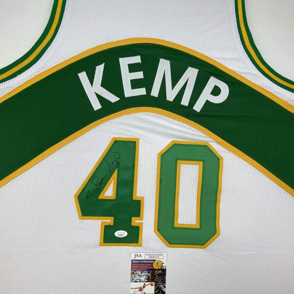 Autographed/Signed Shawn Kemp Seattle White Basketball Jersey JSA COA