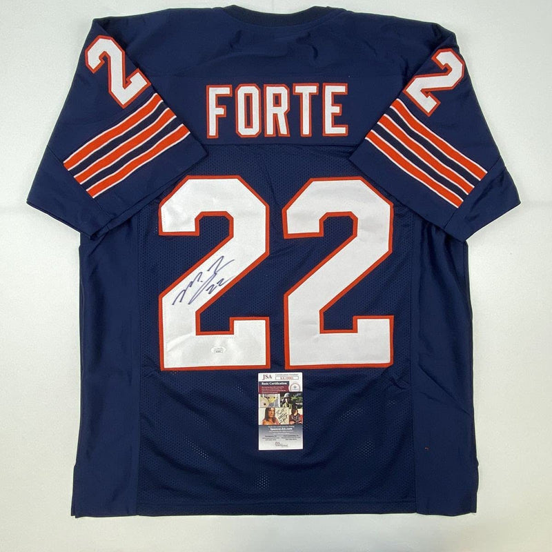Autographed/Signed Matt Forte Chicago Blue Football Jersey JSA COA