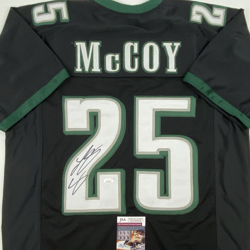 Autographed/Signed LeSean McCoy Philadelphia Black Football Jersey JSA COA