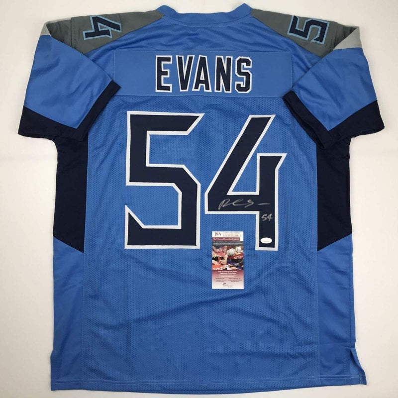 Autographed/Signed Rashaan Evans Tennessee Light Blue Football Jersey JSA COA