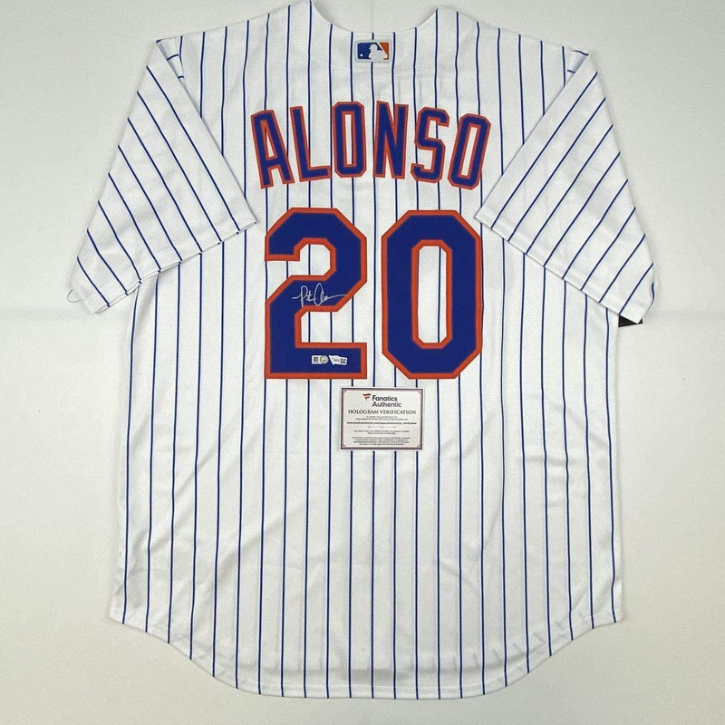Autographed/Signed Pete Alonso New York Mets Authentic Pinstripe Nike Baseball Jersey Fanatics COA