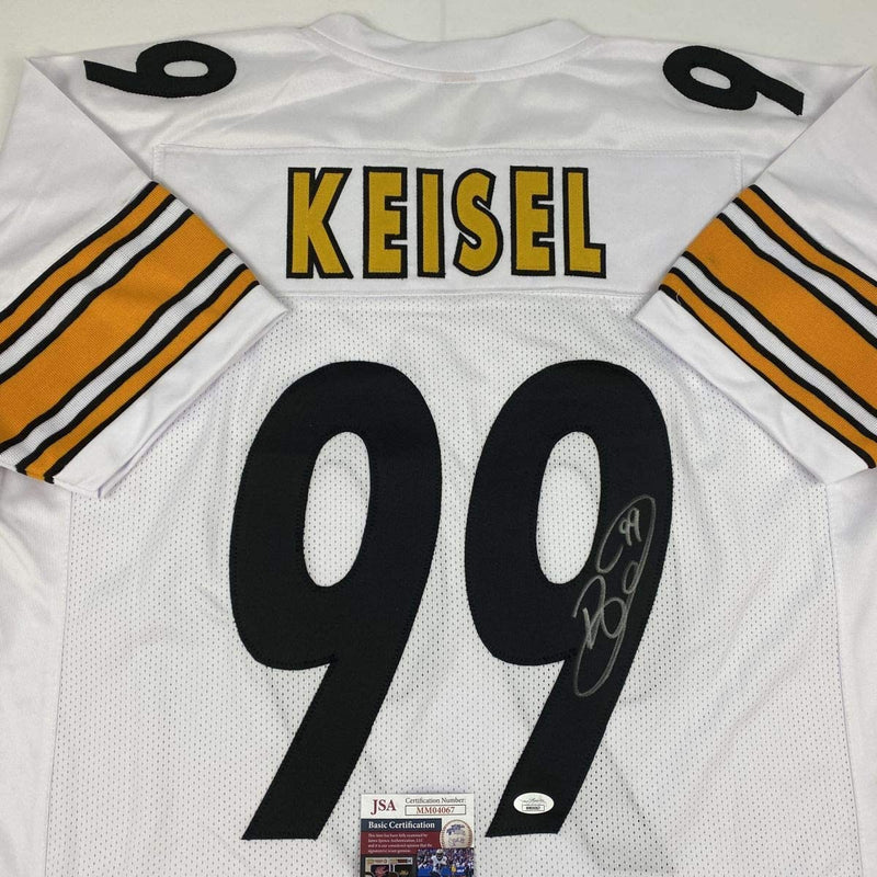 Autographed/Signed Brett Keisel Pittsburgh White Football Jersey JSA COA