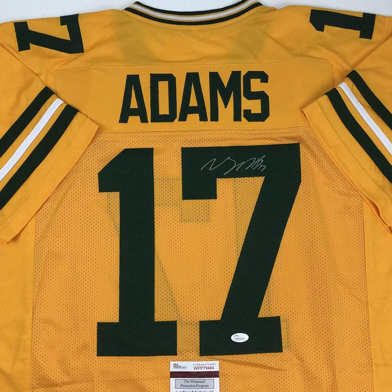 Autographed/Signed Davante Adams Green Bay Yellow Color Rush Football Jersey JSA COA