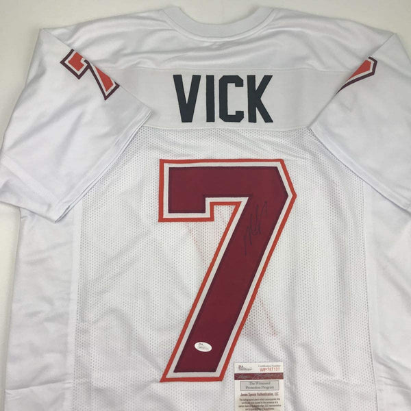 Autographed/Signed Michael Mike Vick Virginia Tech White College Football Jersey JSA COA