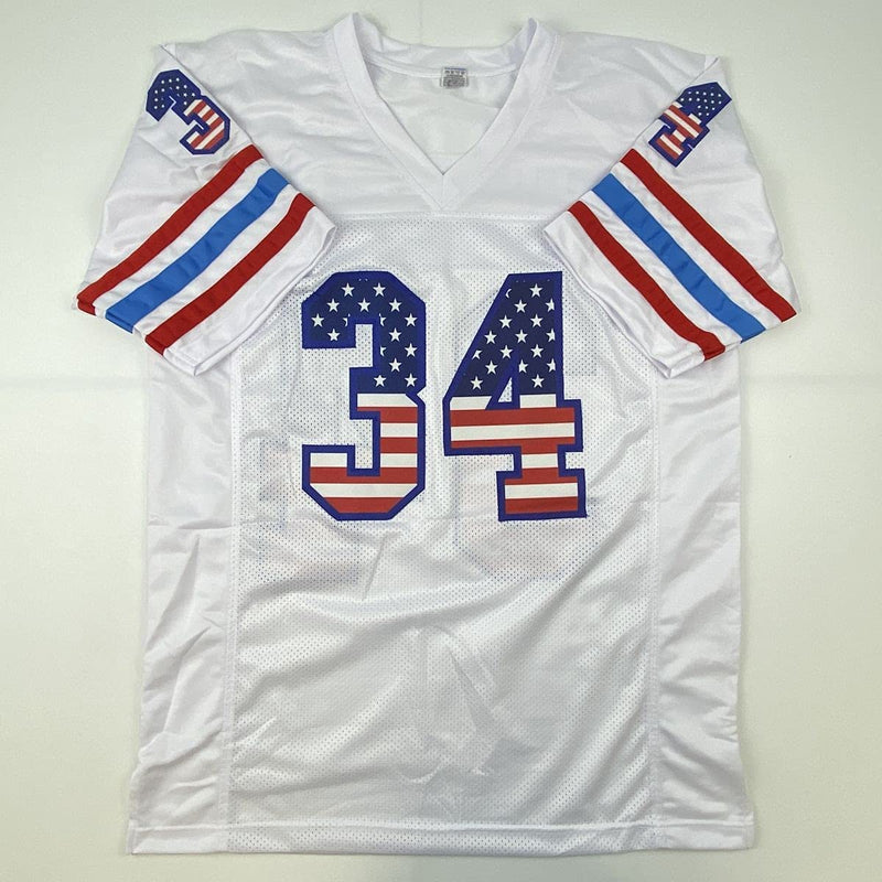 Autographed/Signed Earl Campbell Houston White USA Football Jersey Beckett BAS COA