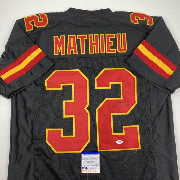 Autographed/Signed Tyrann Mathieu Kansas City Black Football Jersey PSA/DNA COA