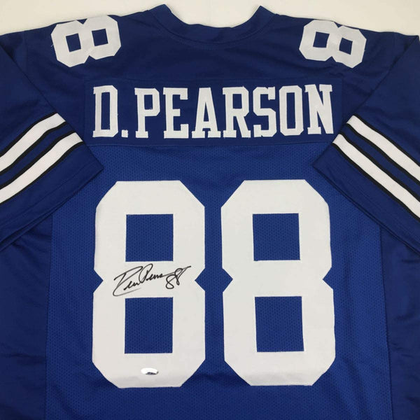 Autographed/Signed Drew Pearson Dallas Blue Football Jersey Tristar COA Holo Only