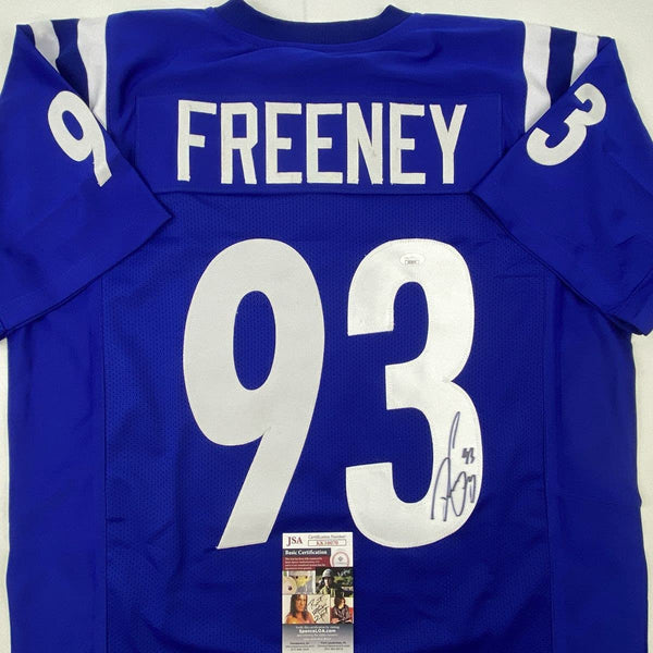 Autographed/Signed Dwight Freeney Indianapolis Blue Football Jersey JSA COA