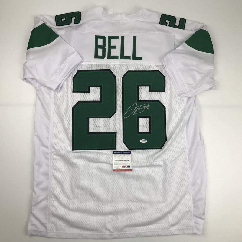 Autographed/Signed Le'Veon LeVeon Bell New York White Football Jersey PSA/DNA COA