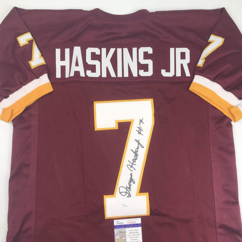 Autographed/Signed Dwayne Haskins Jr. Washington Burgundy Football Jersey JSA COA