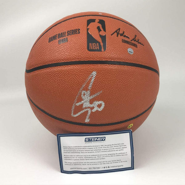 Autographed/Signed Stephen Curry Golden State Warriors Full Size Spalding Basketball Steiner Sports COA