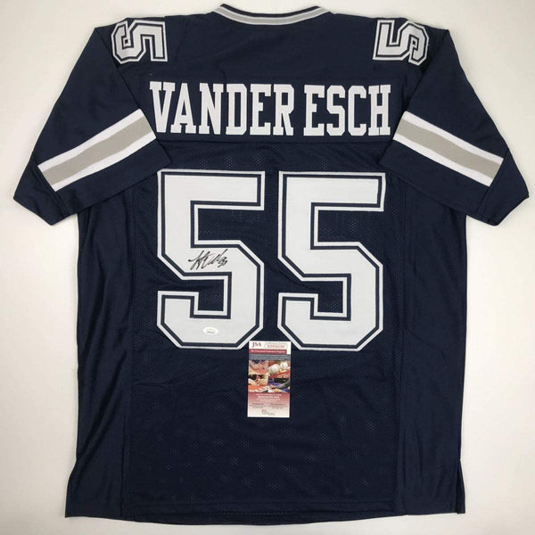 Autographed/Signed Leighton Vander Esch Dallas Dark Blue Football Jersey JSA COA
