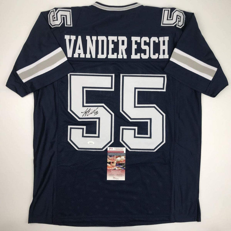 Autographed/Signed Leighton Vander Esch Dallas Dark Blue Football Jersey JSA COA